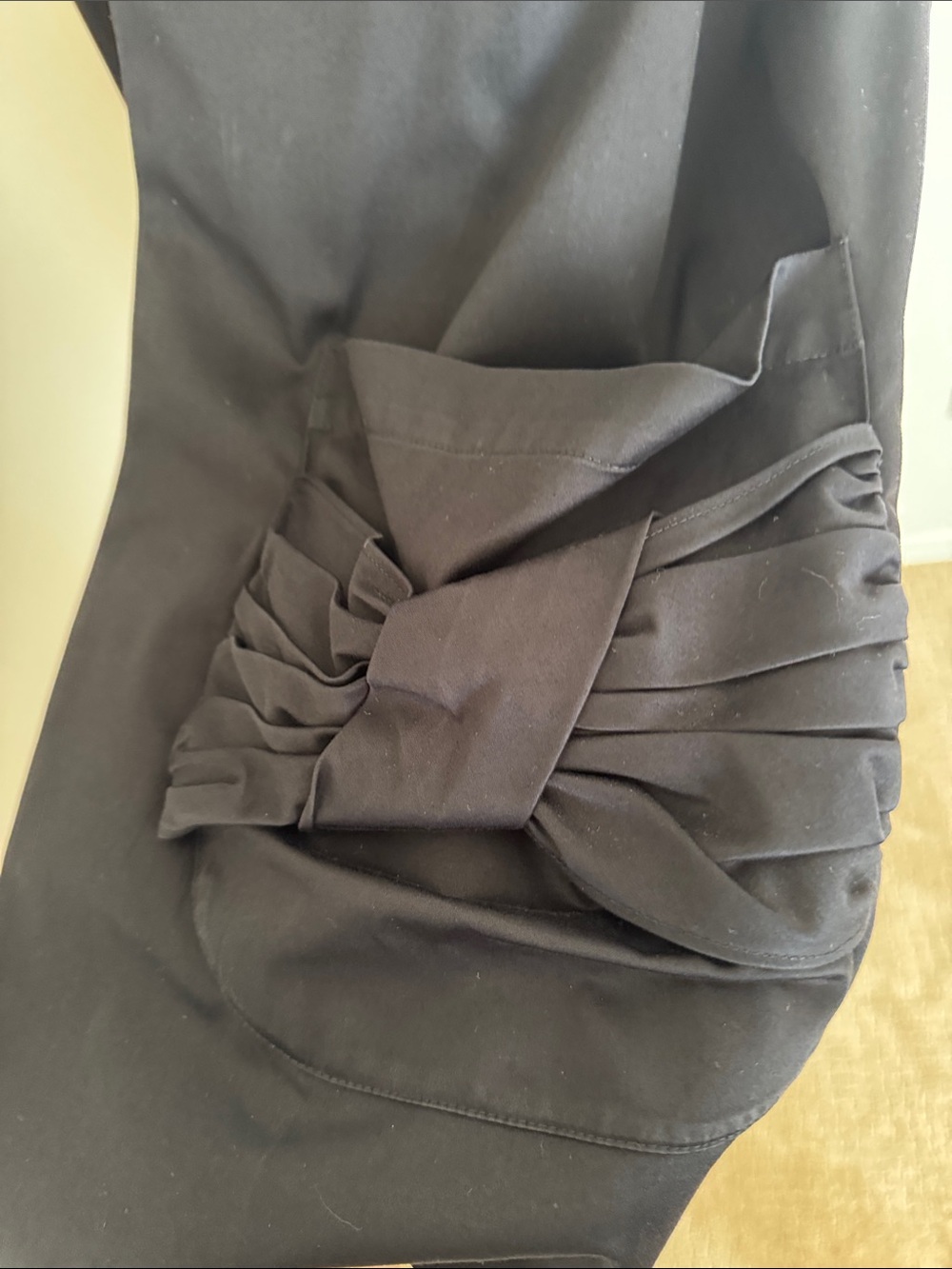 Anne Fontaine Black Ruched Bow Pocket Short Sleeve One Button Jacket - Picture 5 of 10